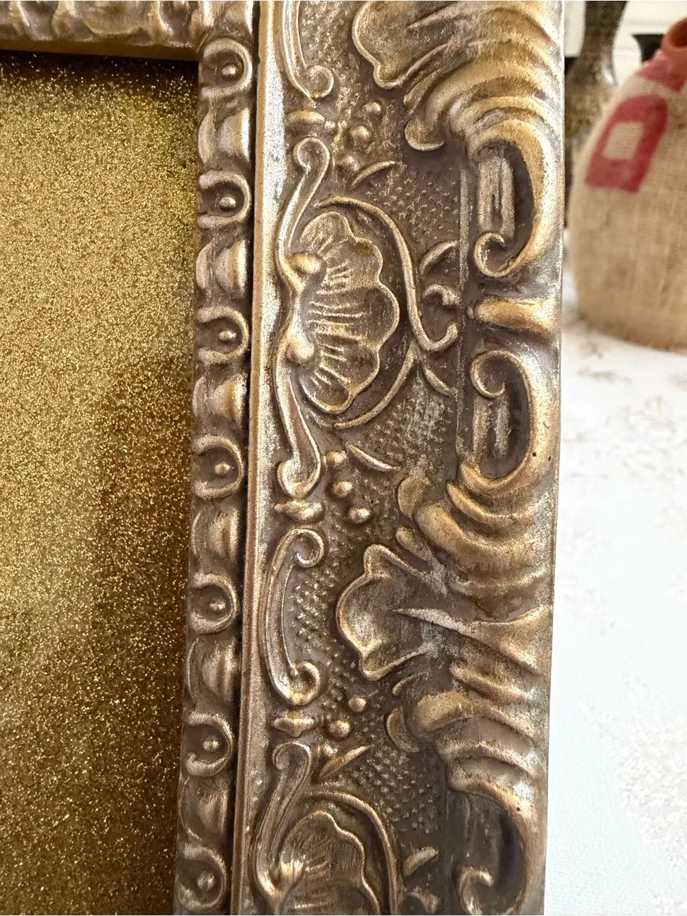 Set of 3 Vintage Style Gold Picture Frames – Embossed Filigree & Jeweled Rhinest